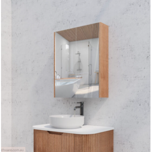 Solid timber flute mirror cabinet 600